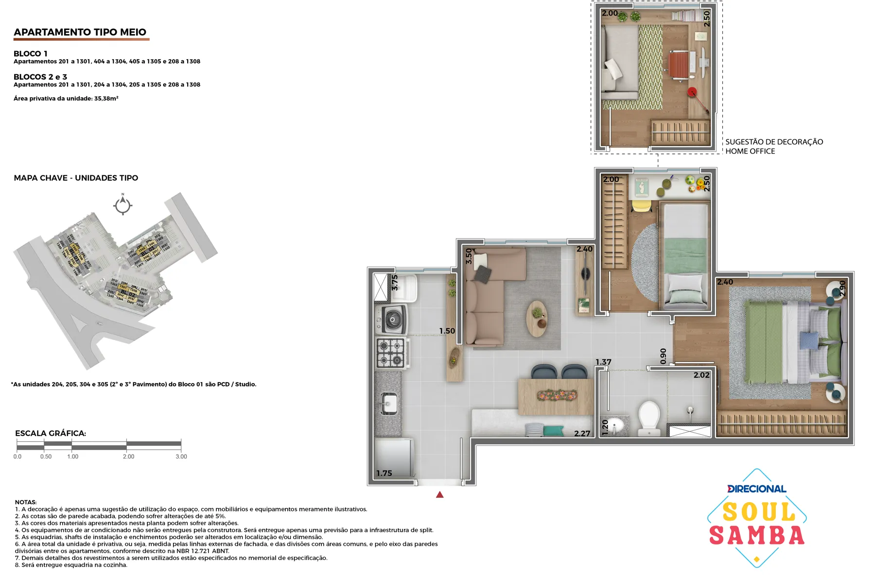 Planta de apartamento de meio