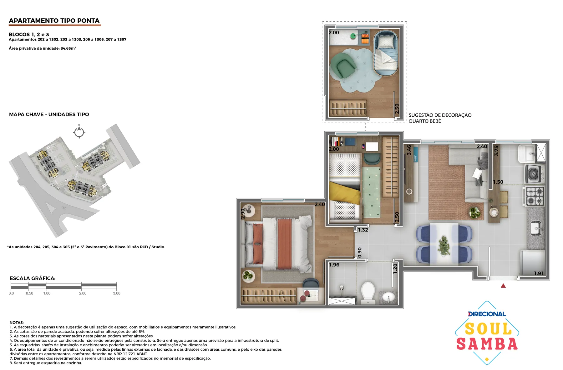 Planta de apartamento de ponta