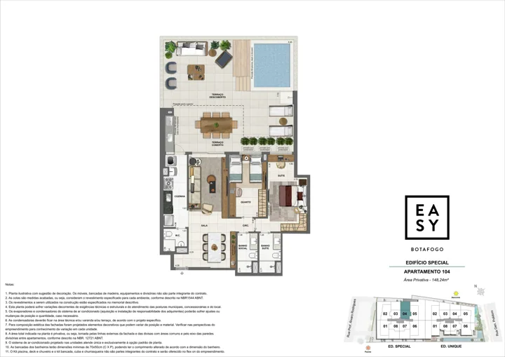 Easy Botafogo — Planta dos apartamento 104 do Edifício Special - 2 Quartos