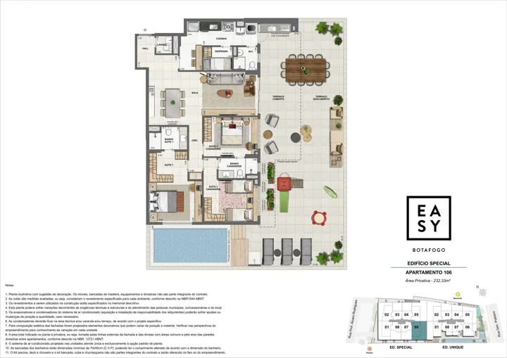 Easy Botafogo — Planta dos apartamento 106 do Edifício Special - 3 Suítes