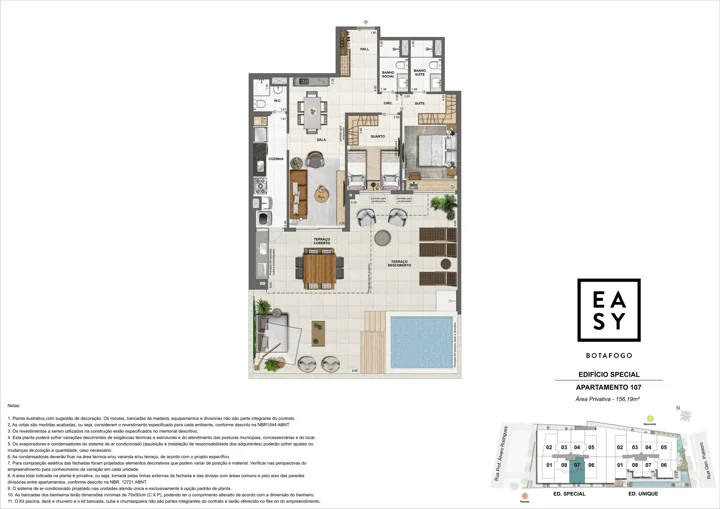 Easy Botafogo — Planta dos apartamento 107 do Edifício Special - 2 Quartos