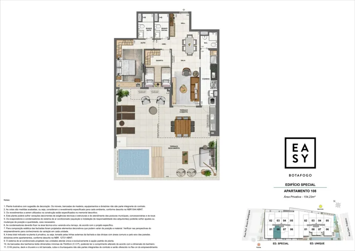 Easy Botafogo — Planta dos apartamento 108 do Edifício Special - 2 Quartos
