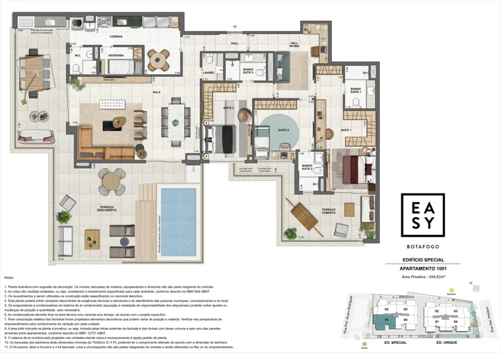 Easy Botafogo — Planta do apartamento 1001 do Edifício Special - 3 Suítes