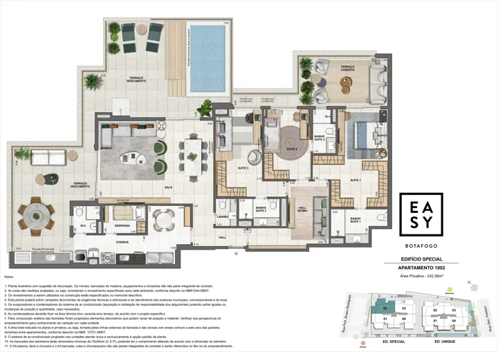 Easy Botafogo — Planta do apartamento 1002 do Edifício Special - 3 Suítes