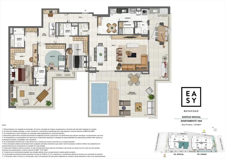 Easy Botafogo — Planta do apartamento 1004 do Edifício Special - 3 Suítes