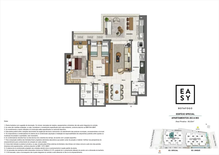 Easy Botafogo — Planta dos apartamentos 203 a 903 do Edifício Special - 2 Quartos