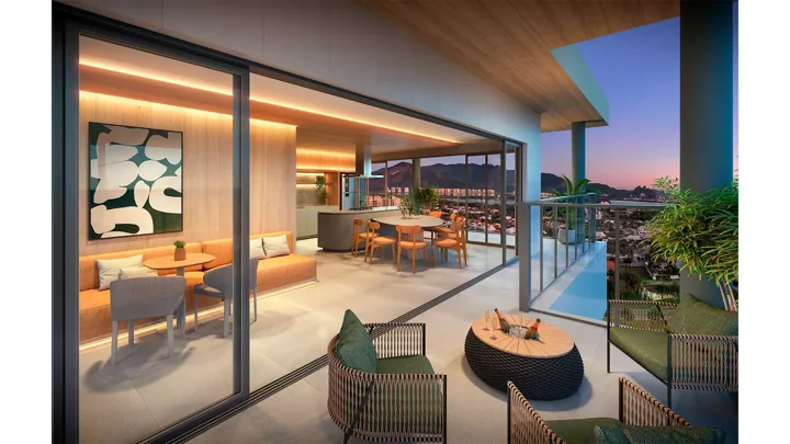 Epic Golf Residence — Rooftop gourmet · perspectiva ilustrativa