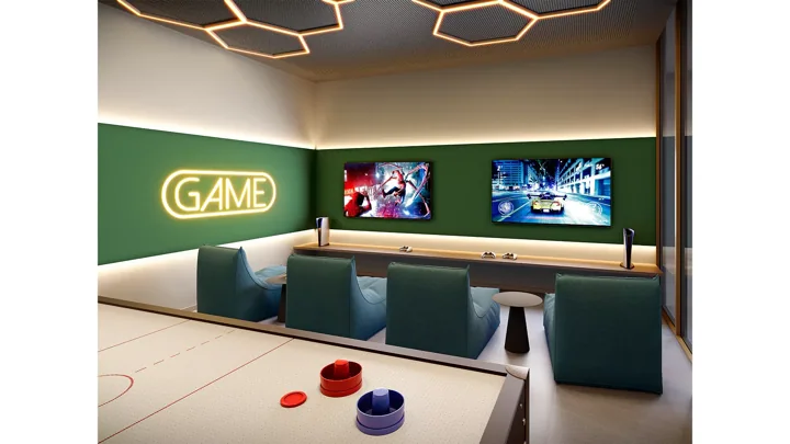 Epic Golf Residence — Game Room · perspectiva ilustrativa