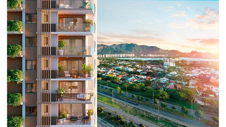 Epic Golf Residence — Vista aérea da lagoa · perspectiva ilustrativa