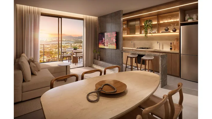 Epic Golf Residence — Epic 2000 - Apto. Tipo final 07 com 2 suítes - Sala · perspectiva ilustrativa