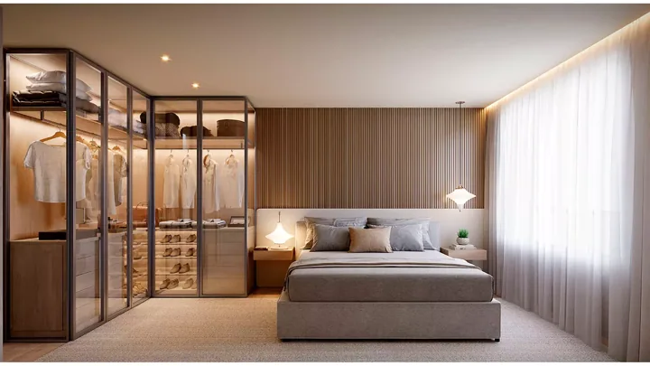 Epic Golf Residence — Epic 1000 - Apto. Tipo final 01 com 3 suítes - Suíte Master · perspectiva ilustrativa
