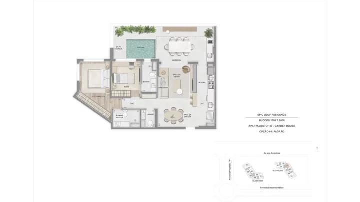 Epic Golf Residence — Garden House 107 com 2 suítes - 101 m²