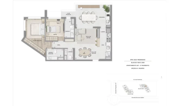 Epic Golf Residence — Terraço 207 com 2 suítes - 85 m²