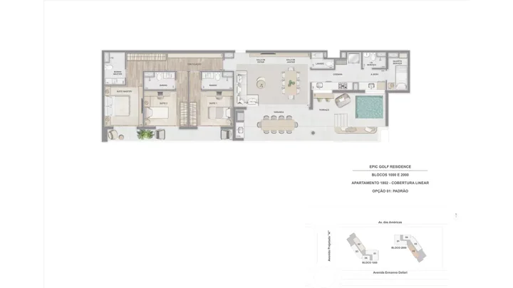 Epic Golf Residence — Cobertura Linear 1802, com 3 suítes - 162 m²