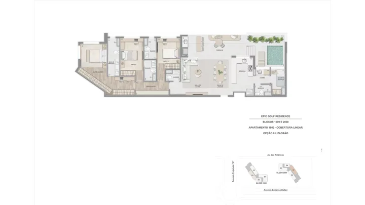 Epic Golf Residence — Cobertura Linear 1803, com 3 suítes - 162 m²