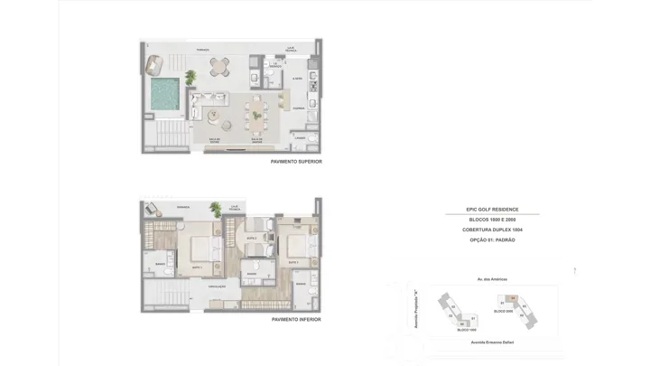 Epic Golf Residence — Duplex 1804, com 3 suítes - 160 m²