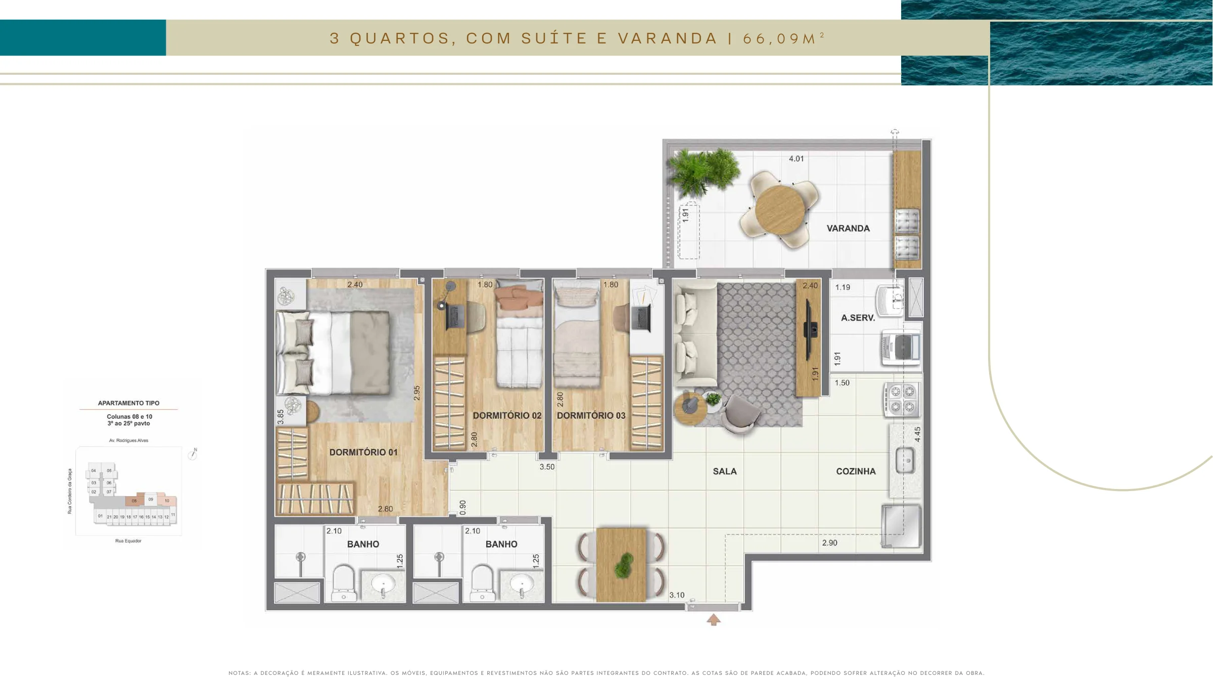 3 quartos com suíte · Farol da Guanabara
