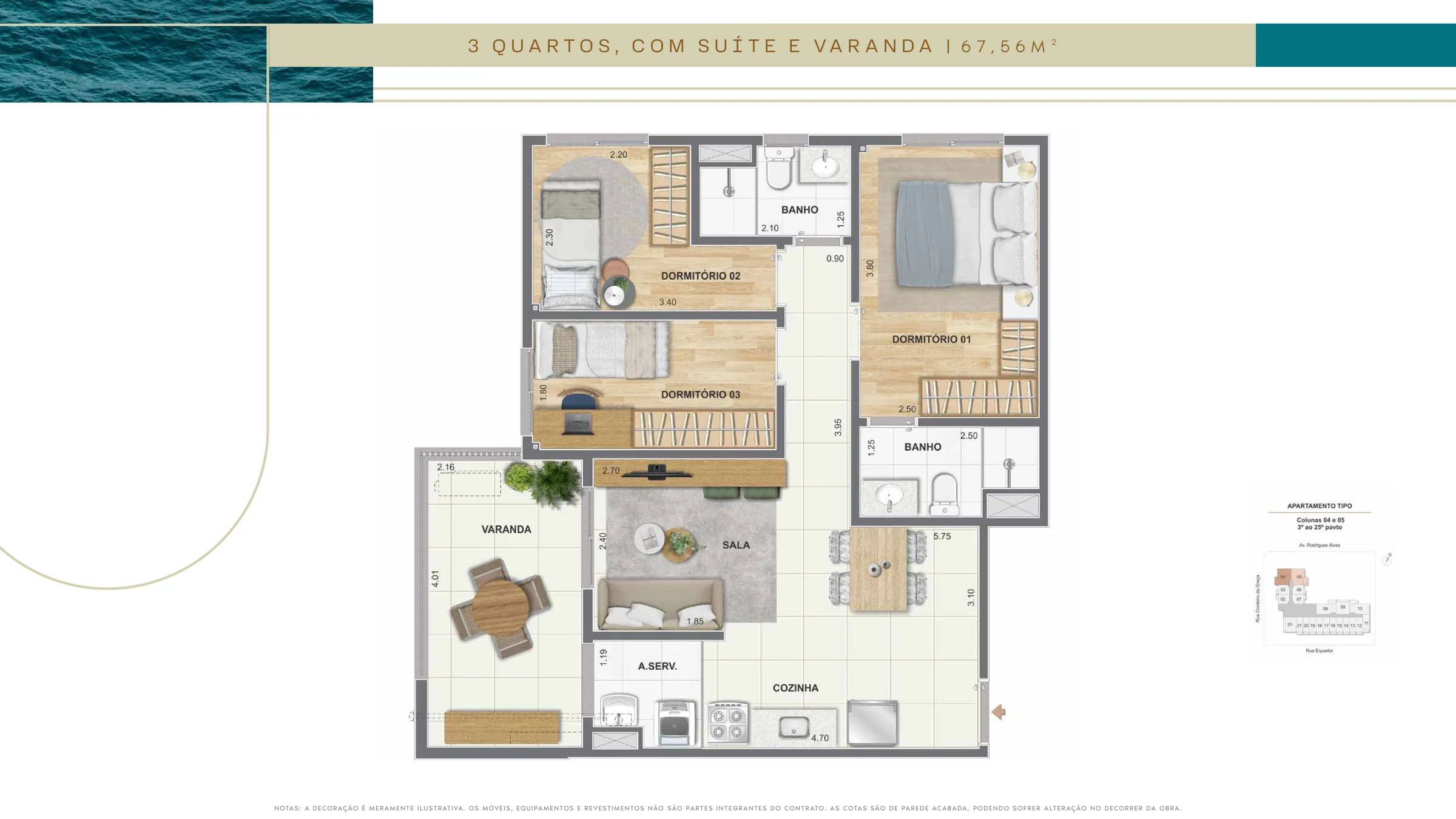 3 quartos com suíte · Farol da Guanabara