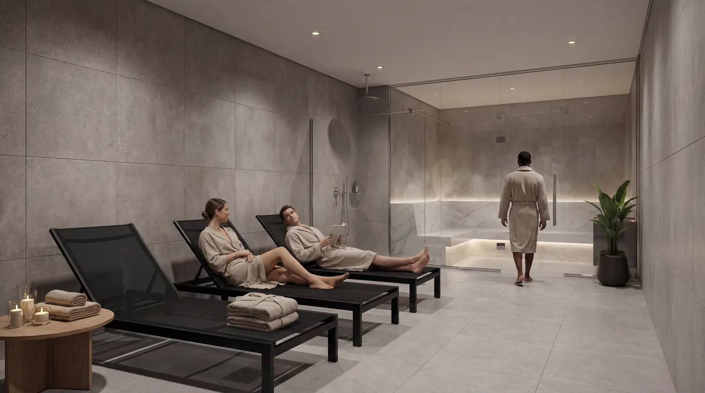 Sauna com repouso