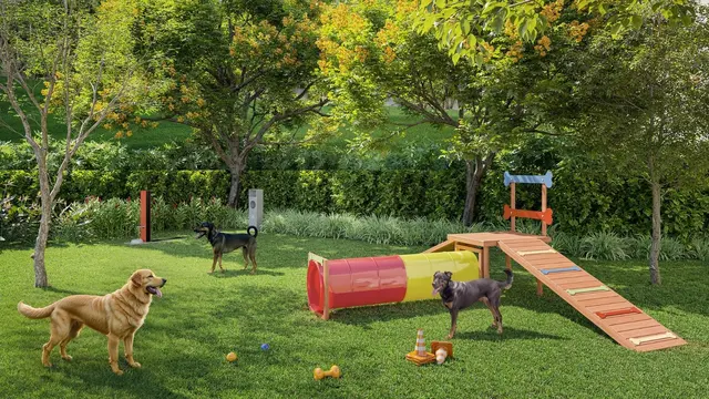 Perspectiva ilustrada do Pet Place do Gaea Home Resort