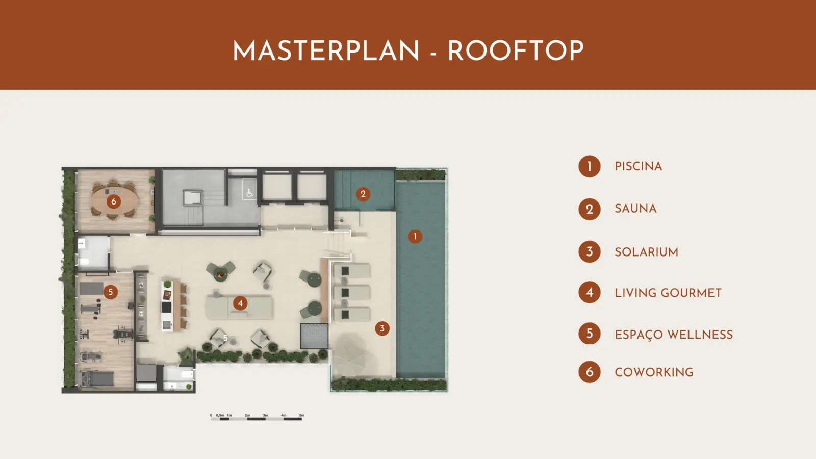 Masterplan ilustrativo do rooftop do Gávea 99