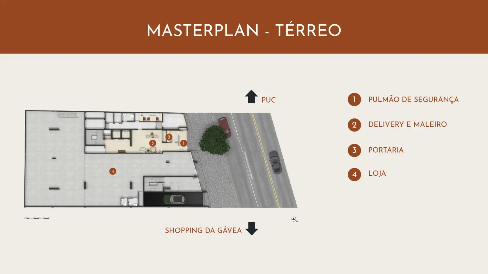 Masterplan ilustrativo do térreo do Gávea 99