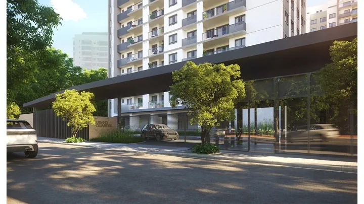 Grand Quartier — Pórtico de entrada · perspectiva ilustrativa