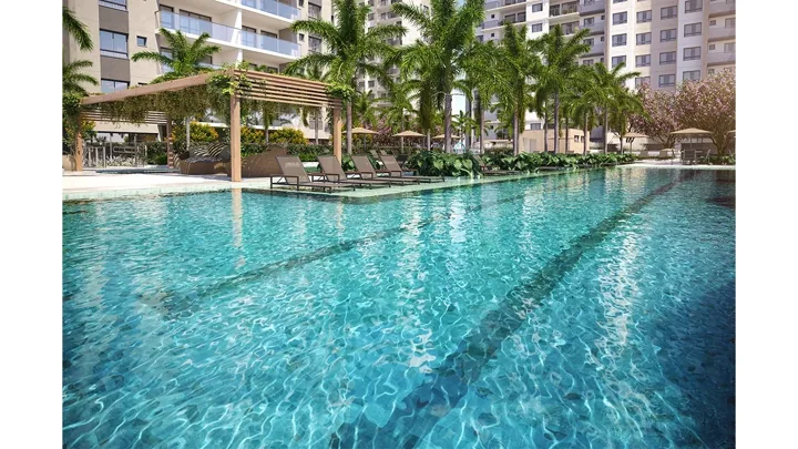 Grand Quartier — Piscina com raia de 25 metros · perspectiva ilustrativa