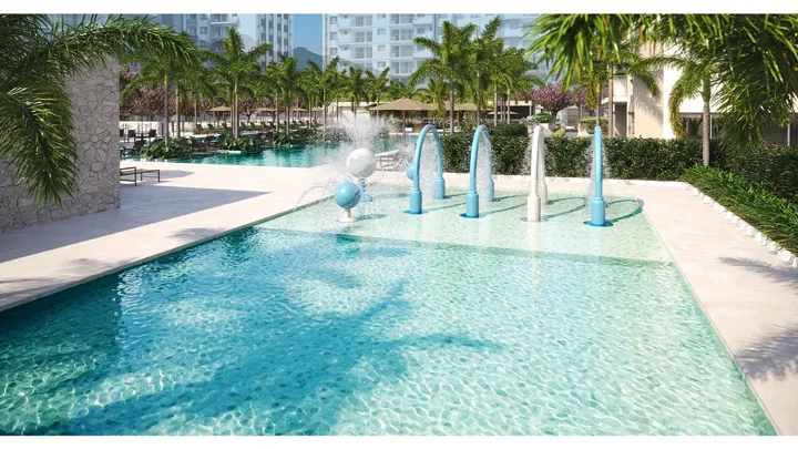 Grand Quartier — Piscina infantil com acquaplay · perspectiva ilustrativa
