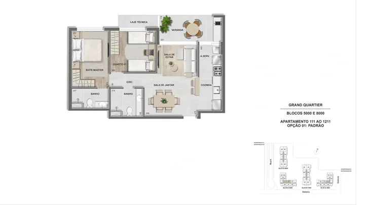 Grand Quartier — Fase 2 · Apto. 2 quartos - 68 m² - GQ 5.000 e 8.000 - final 11
