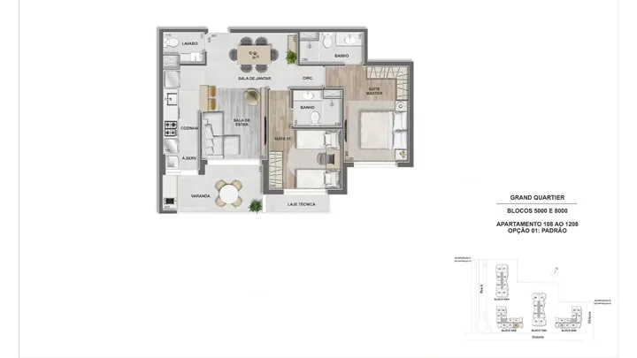 Grand Quartier — Fase 2 · Apto. 2 suítes - 73 m² - GQ 5.000 e 8.000 - final 08