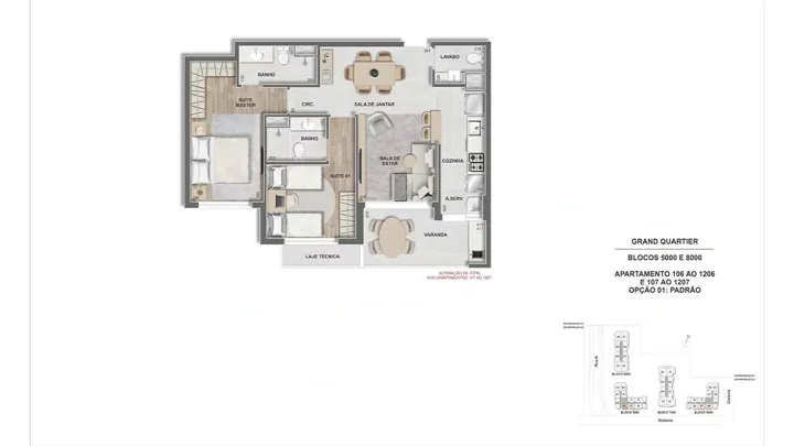 Grand Quartier — Fase 2 · Apto. 2 suítes - 74 m² - GQ 5.000 e 8.000 - finais 06 e 07
