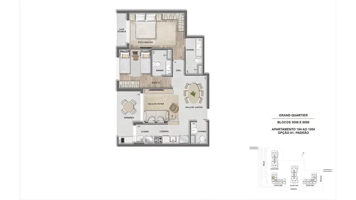 Grand Quartier — Fase 2 · Apto. 2 suítes - 74 m² - GQ 5.000 e 8.000 - final 04