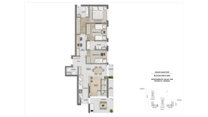 Grand Quartier — Fase 2 · Apto. 3 suítes - 94 m² - GQ 5.000 e 8.000 - final 09