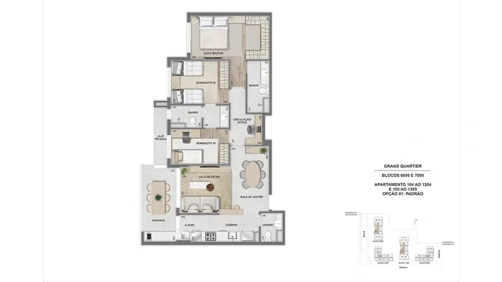 Grand Quartier — Fase 2 · Apto. 3 suítes - 96 m² - GQ 6.000 e 7.000 - finais 04 e 05