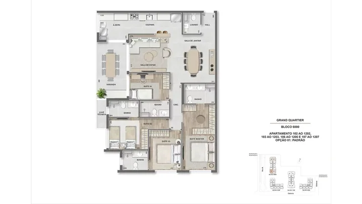 Grand Quartier — Fase 2 · Apto. 4 suítes - 131 m² - GQ 6.000 - finais 02, 03, 06 e 07