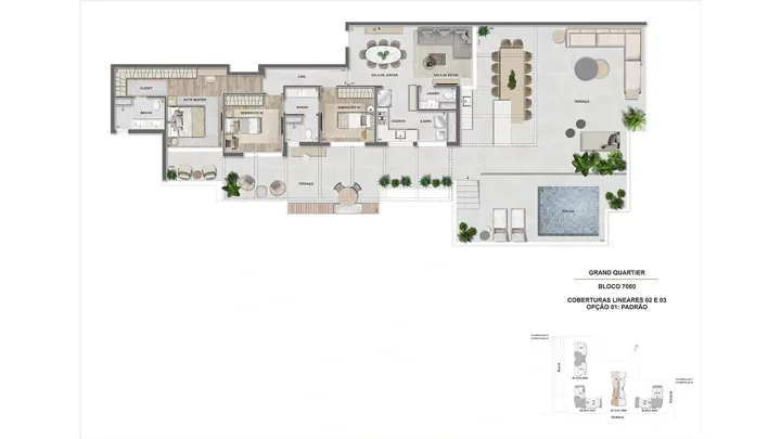 Grand Quartier — Fase 2 · Cobertura linear 3 suítes - 239 m² -GQ 7.000 - finais 02 e 03