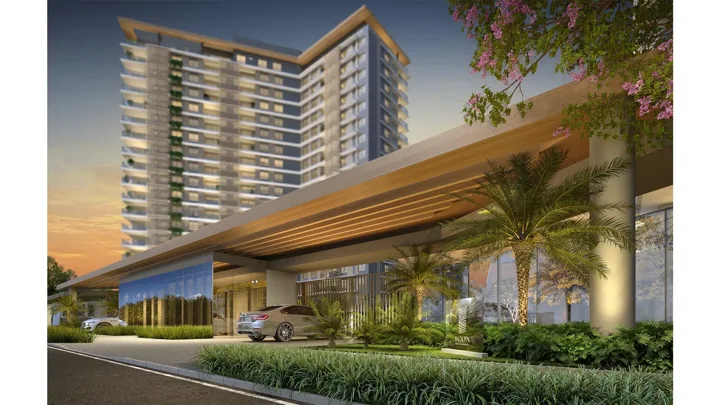 Icon Golf Residence — Guarita de acesso com vidro balístico · perspectiva ilustrativa