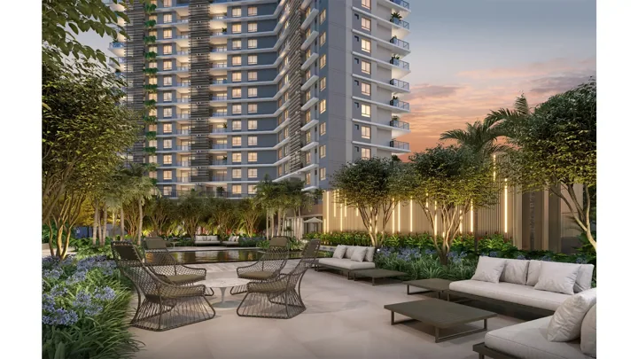 Icon Golf Residence — Praça de convivência · perspectiva ilustrativa