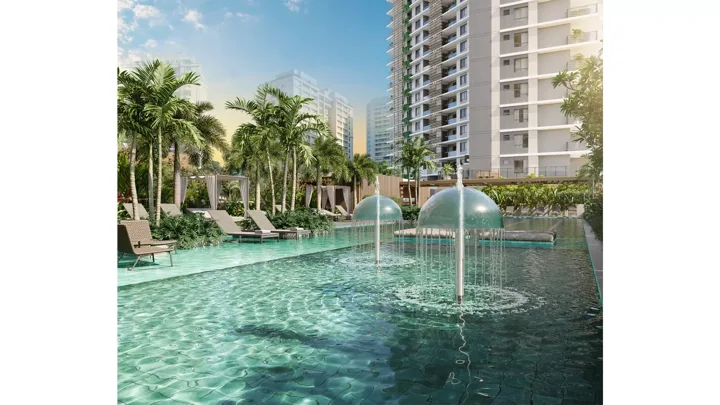 Icon Golf Residence — Piscina infantil com acquaplay · perspectiva ilustrativa