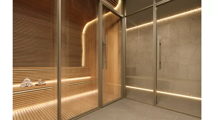 Icon Golf Residence — Sauna · perspectiva ilustrativa