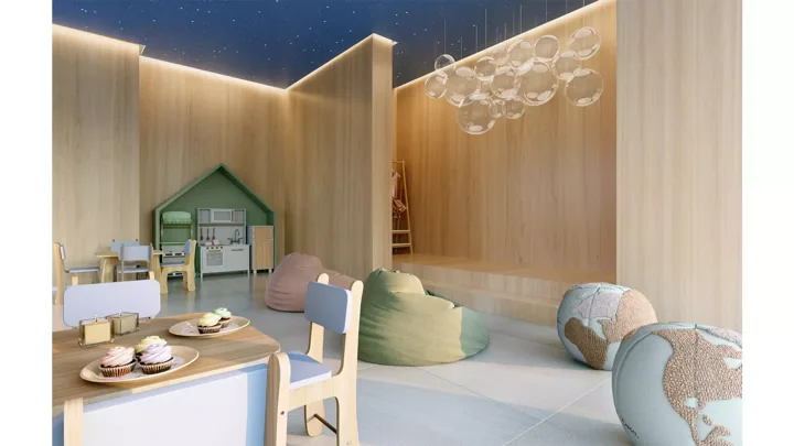 Icon Golf Residence — Salão de festas infantil · perspectiva ilustrativa