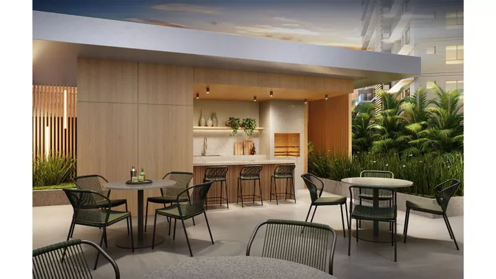 Icon Golf Residence — Churrasqueira · perspectiva ilustrativa
