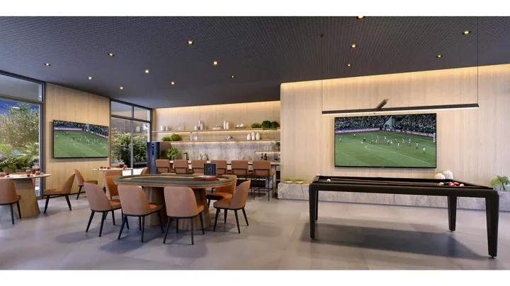 Icon Golf Residence — Sala de jogos · perspectiva ilustrativa