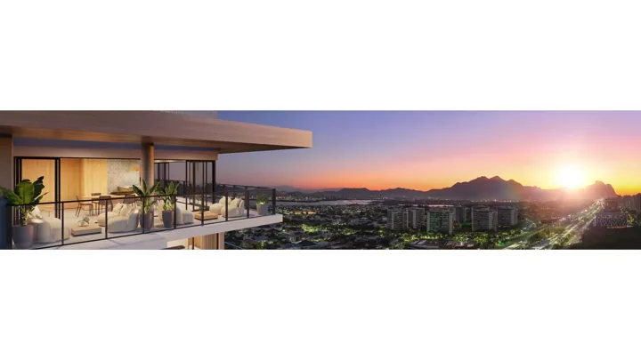 Icon Golf Residence — Vista do rooftop · perspectiva ilustrativa