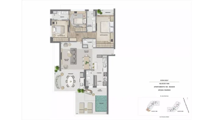 Icon Golf Residence — ICON 1.000 - Apto. 106 - 3 qts.