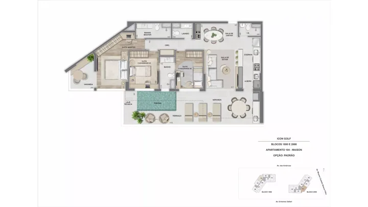 Icon Golf Residence — ICON 1.000 e 2.000 - Garden House 104 - 3 qts.