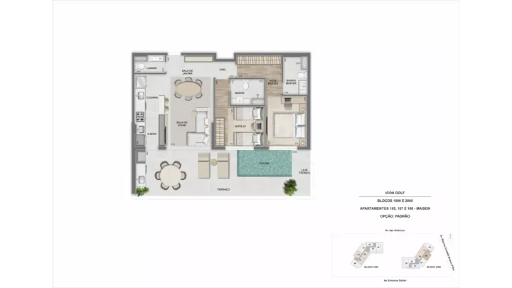 Icon Golf Residence — ICON 1.000 e 2.000 - Garden House 105, 107 e 108 - 2 qts.