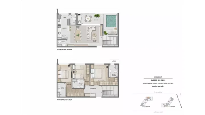 Icon Golf Residence — ICON 1.000 e 2.000 - Cobertura Duplex 1802 - 3 qts.