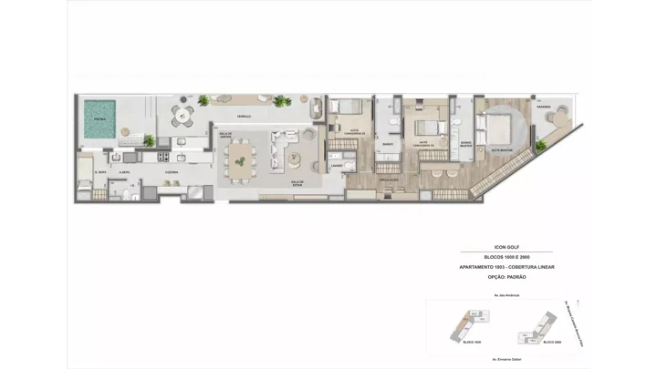 Icon Golf Residence — ICON 1.000 e 2.000 - Cobertura Linear 1803 - 3 qts.
